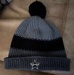 Supreme Gray and Black Knit Beanie